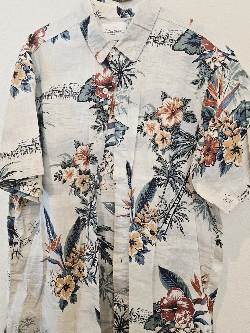 RedHead Light Blue Floral Button-Down Camp Shirt